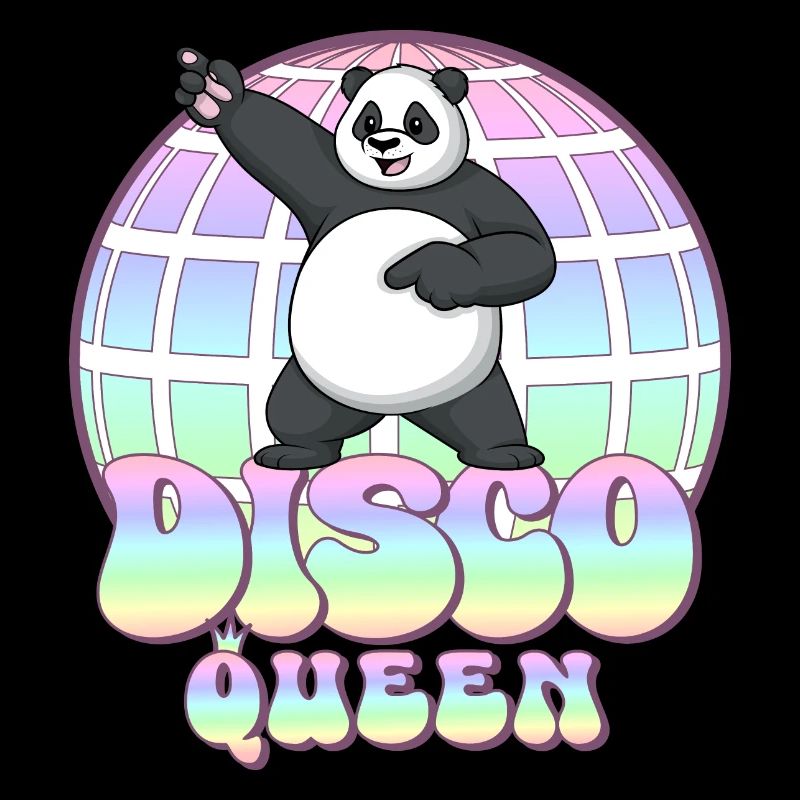 Discoqueen Panda 70er Jahre Discokugel Disco Queen