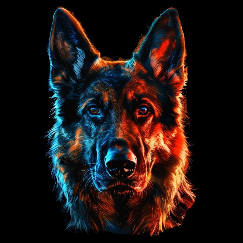 Red and Blue German Shepherd Fierce