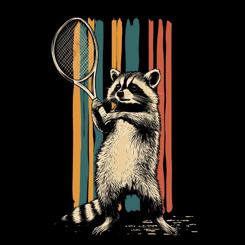 Waschbär spielt Tennis