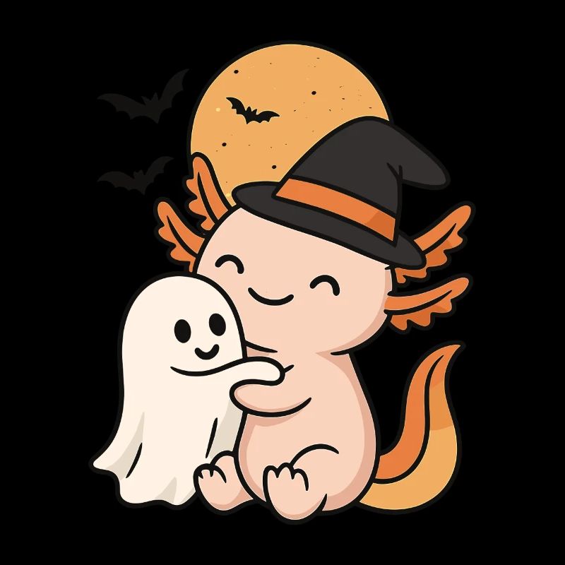 Axolotl umarmt Geist Halloween
