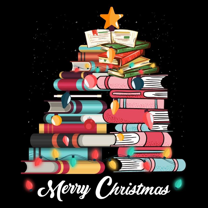 Christmas Cute Xmas Tree Books Book Lover Gift
