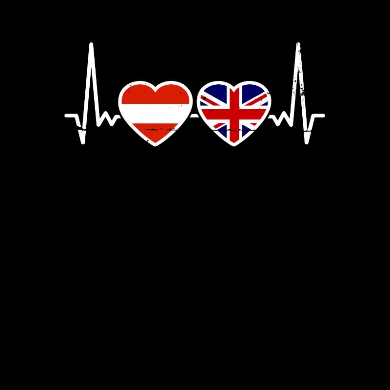 Austria UK Heartbeat Flag British Austrian