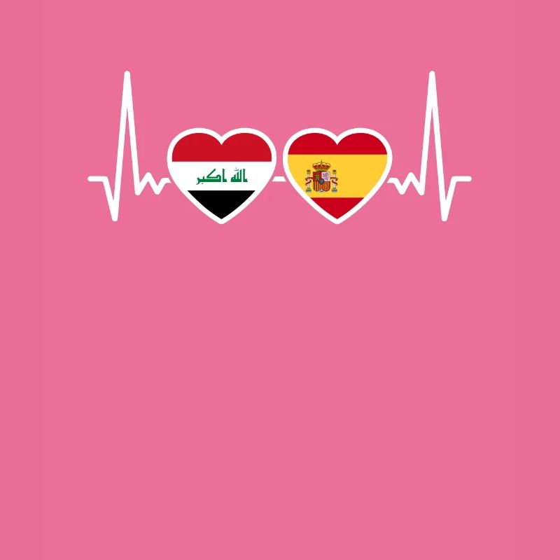 Irak Spanien Herzschlag Flagge Spanisch Iraker
