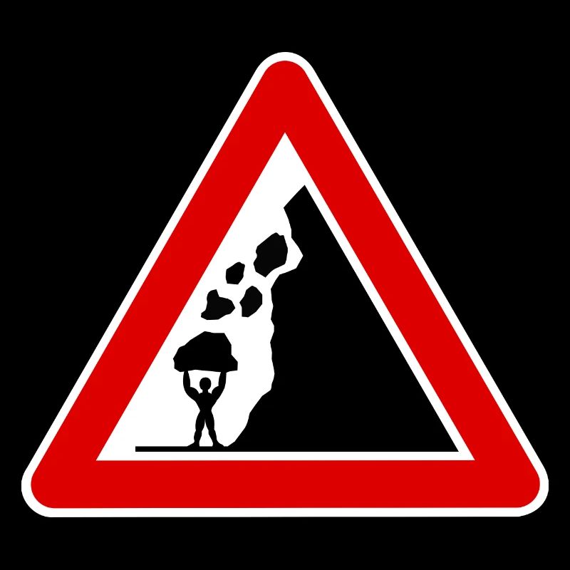 chutes de pierres, panneau de signalisation drôle musculation