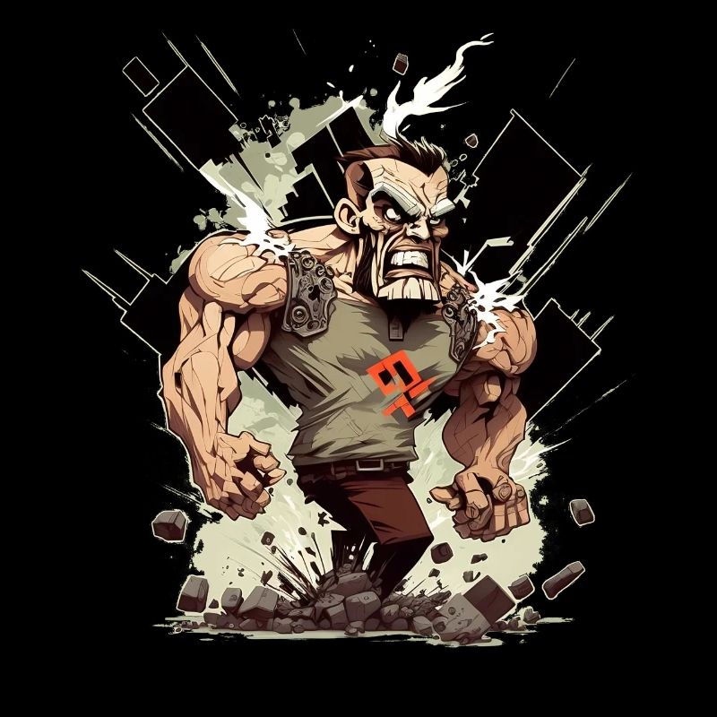 Personnage comique avec des muscles dans la conception d’anime