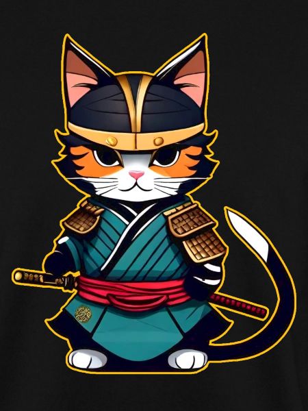 Mignon chat samouraï