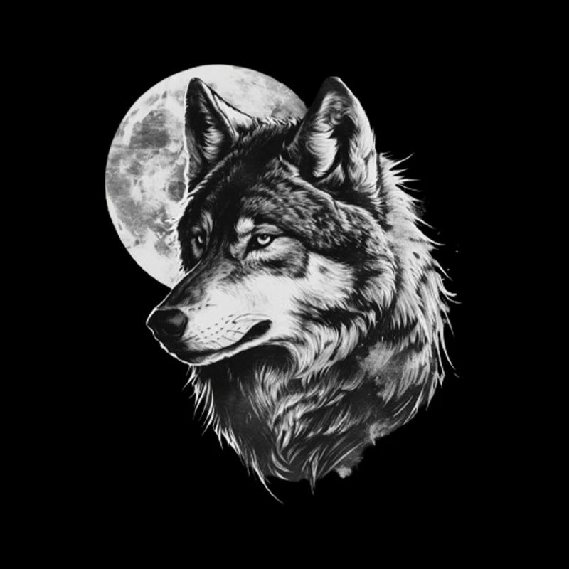 Wolf heult den Mond an