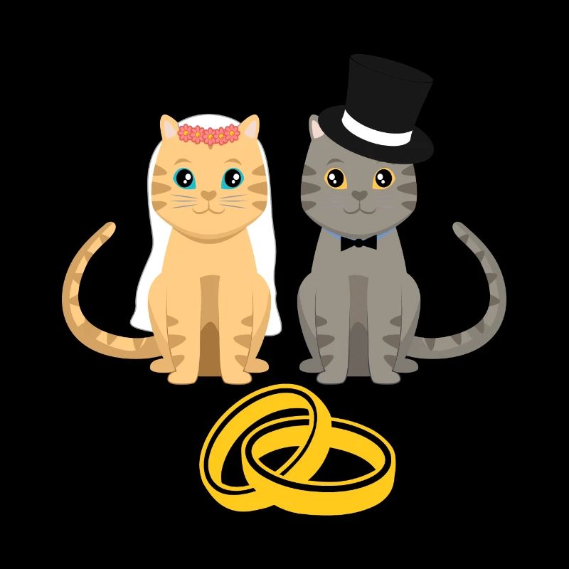 Mariage - chats mignons avec des anneaux