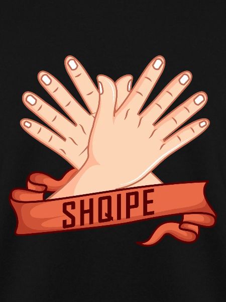SHQIPE Albanian flag eagle hand sign