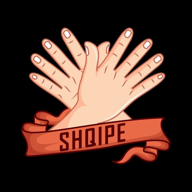 SHQIPE Albanian flag eagle hand sign
