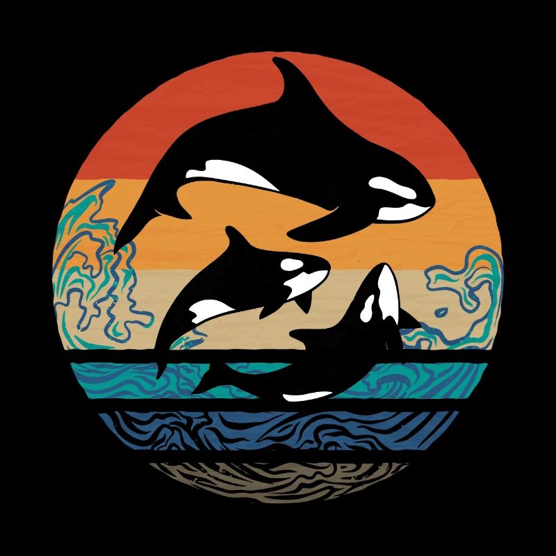 Orca Killerwal Schwertwal Design Retro Vintage