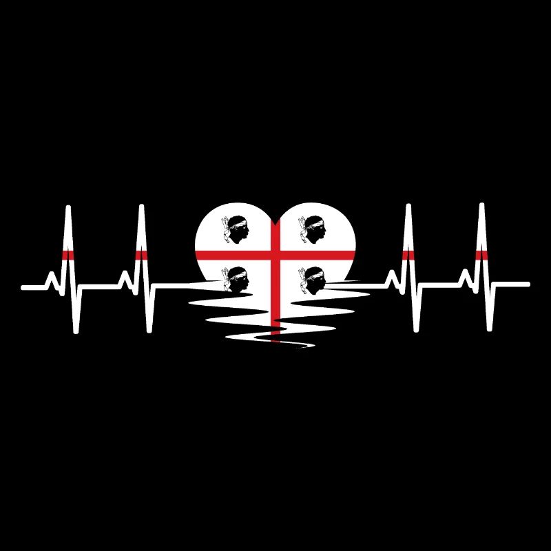 Sardinia Flag Heartbeat Pulse Sardinian Flag