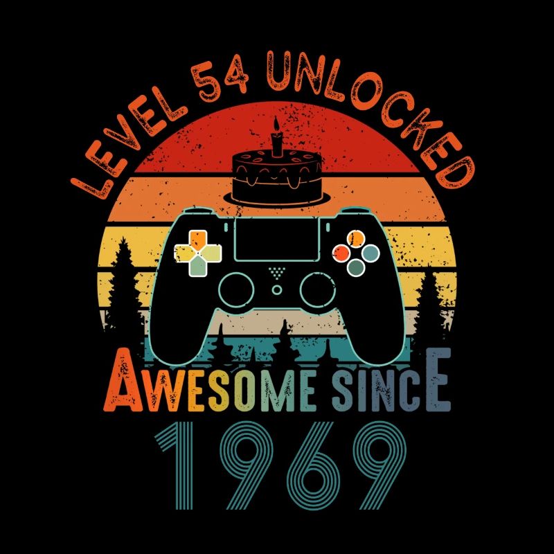 Level 54 Unlocked Awesome Since 1969 Funny Gamer