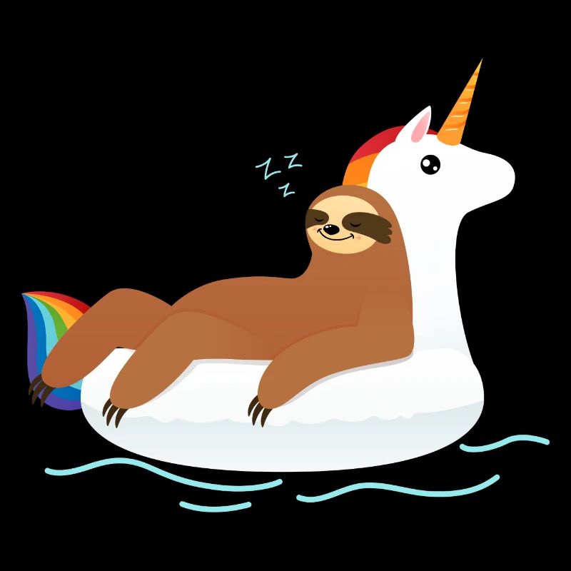 Sloth with unicorn pool float