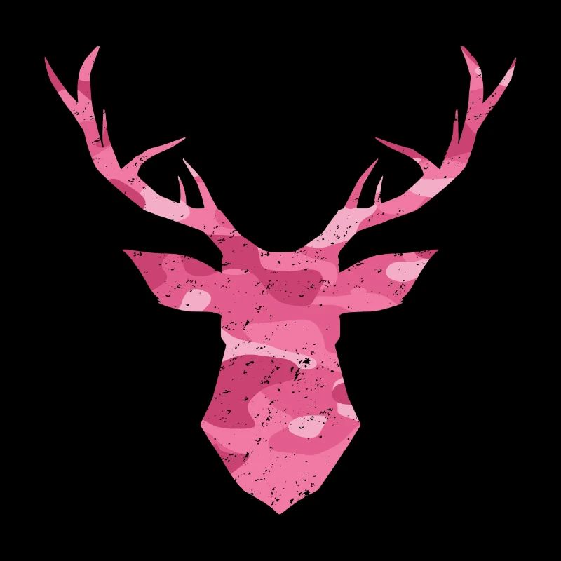 Hirschkopf Geweih Camouflage pink