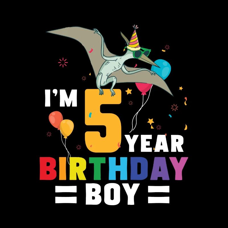 I'm 5 Birthday Boy Pterodactylus 5 Year Old 5th