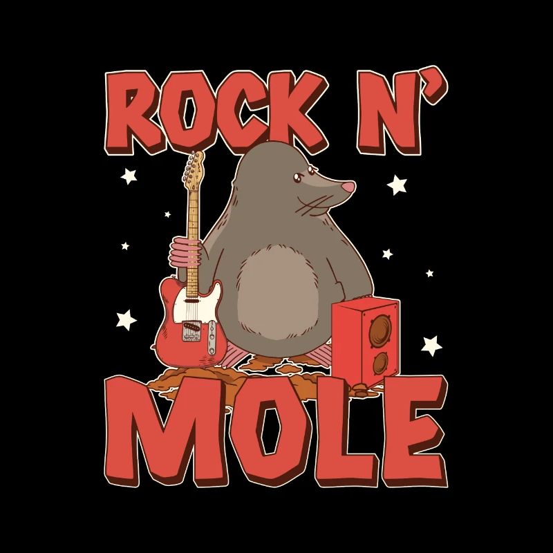 Funny Mole Rat Rock N’Mole For Mole Puns Lover