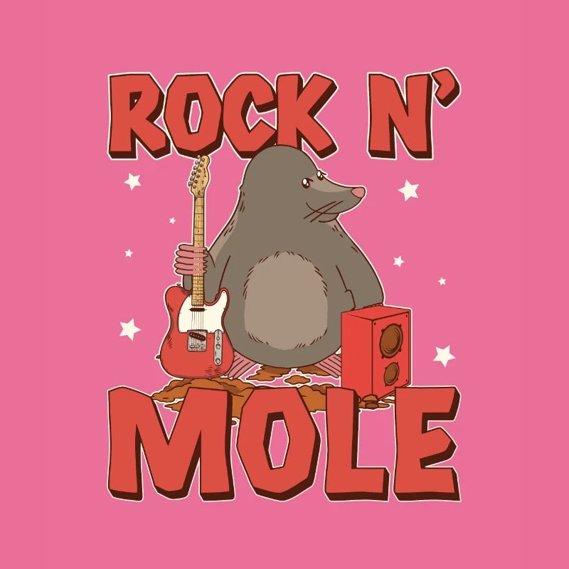 Funny Mole Rat Rock N' Mole For Mole Puns Lover