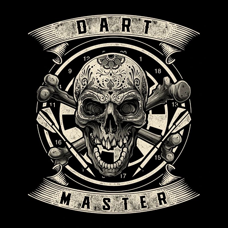 Dart Master Skull Dart Player Darts Tunier