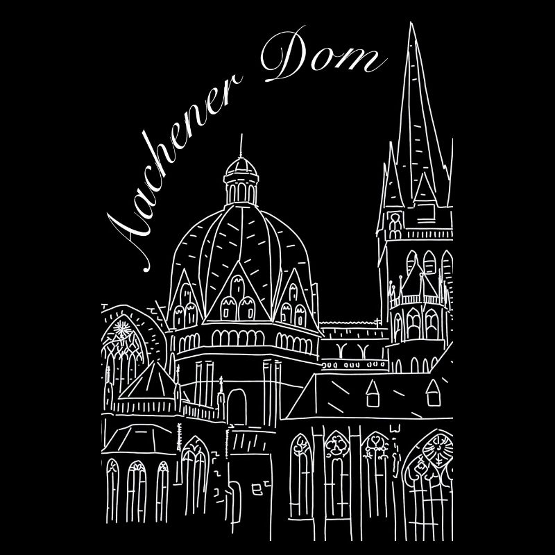 Aachen Cathedral in Germany, hand-drawn