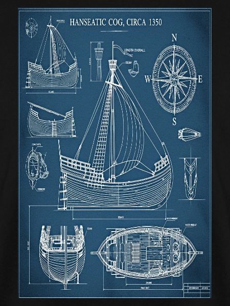 Hanse-Kogge Blaupause | Historischer Bauplan