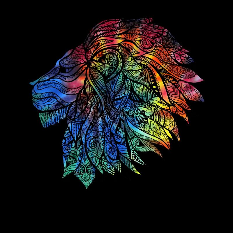 Psychedelisches Löwen-Design-Geschenk. Regenbogen Mandala