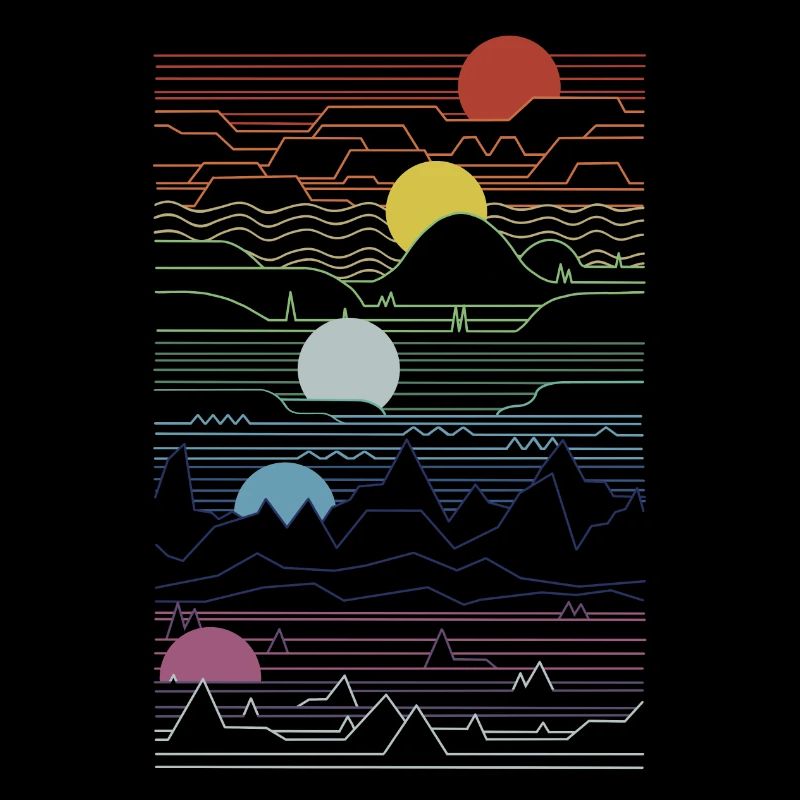 Multiple Sunrise Planet Geometric Retro