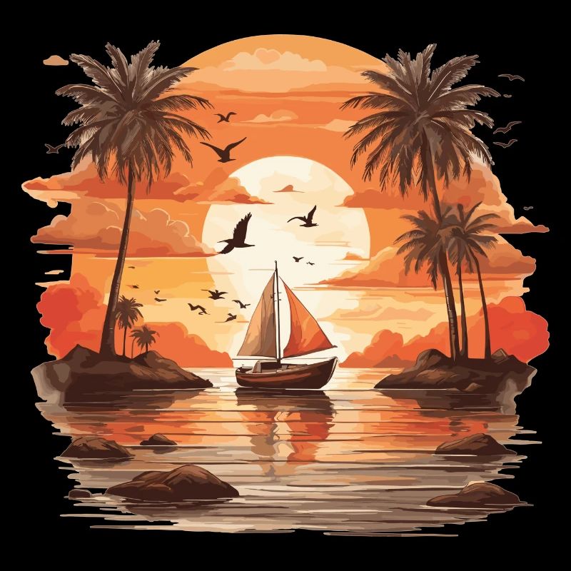 Sunset Boat - Beau coucher de soleil