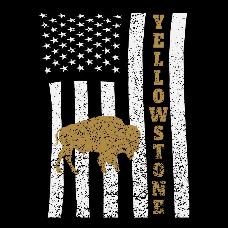 Yellowstone Buffalo American Flag