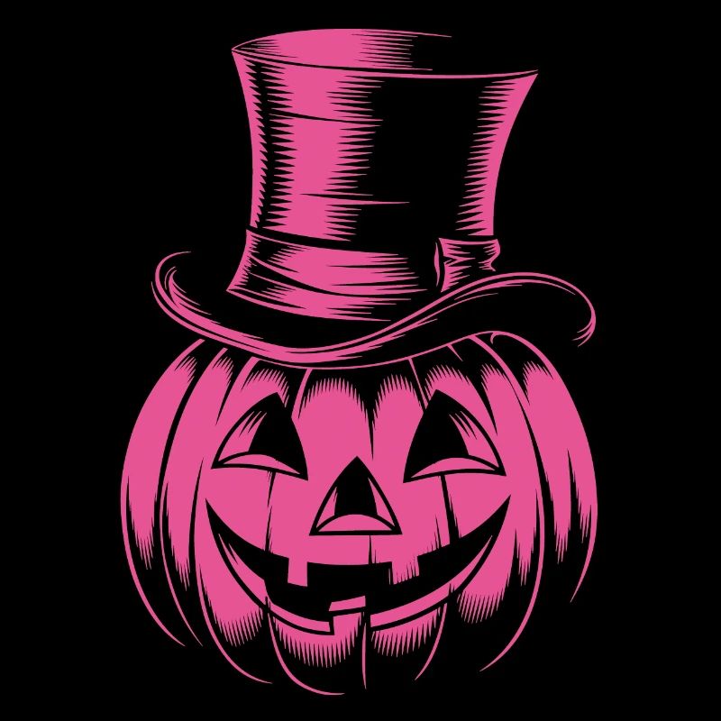 Halloween pumpkin with top hat line drawing