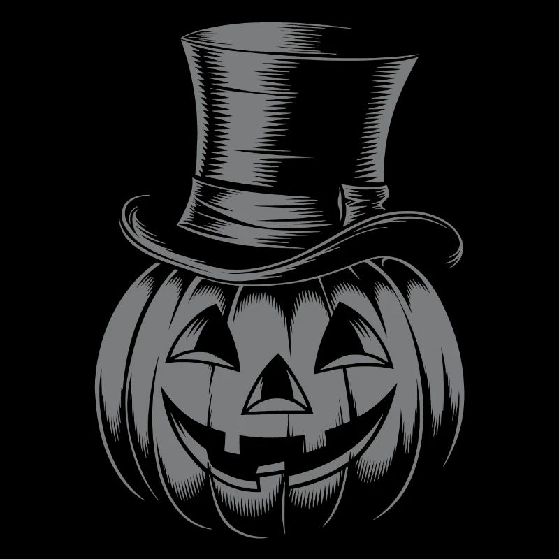 Halloween pumpkin with top hat line drawing