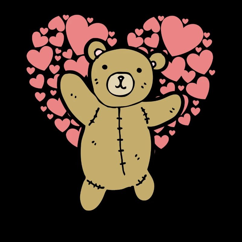 Doux petit ours en peluche avec des cœurs
