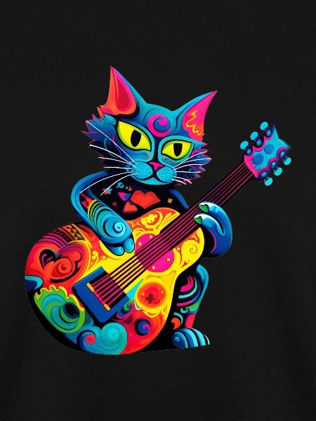 Cat playing guitar