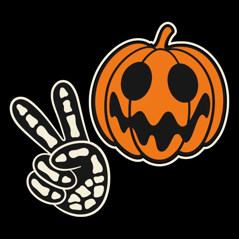 Halloween Pumpkin Skeleton Peace Halloween