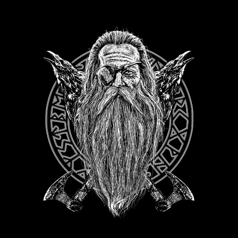 ODIN AVEC HUGIN ET MUNIN UN CERCLE ROND