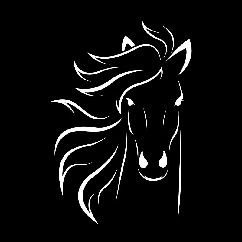 Cheval blanc avec belle crinière