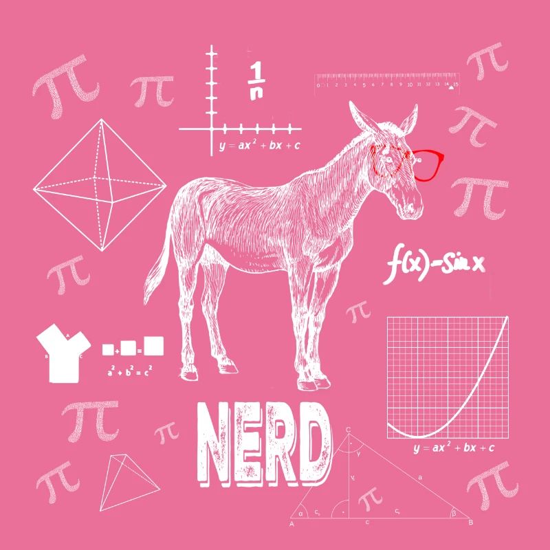 Esel Pferd Nerd Mathematik Leseratte nerdyT Shirt