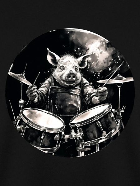 A Pig playing drums