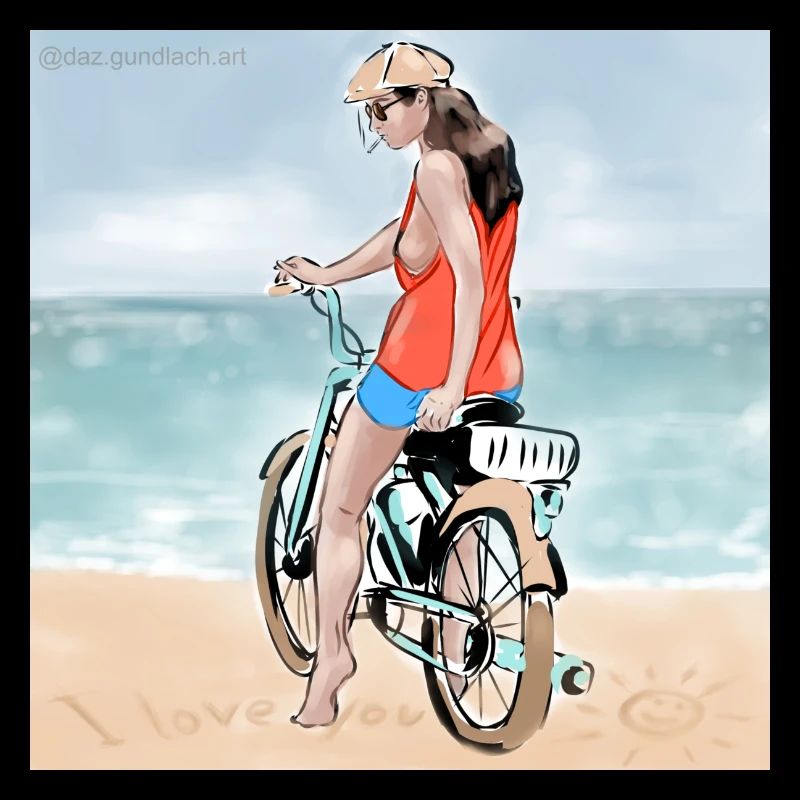 Frau auf dem Moped