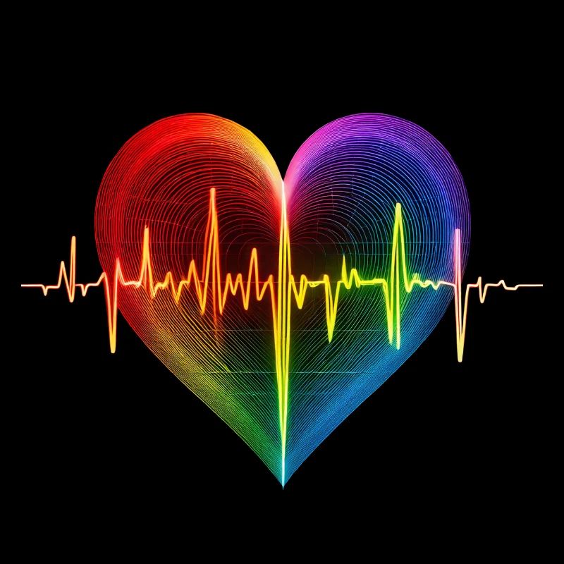 EKG Regenbogenfarben mit Herz