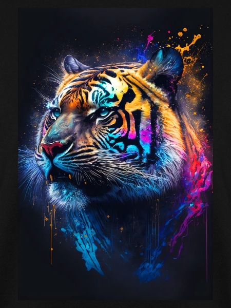 Farbiger Tiger mit Klecksen