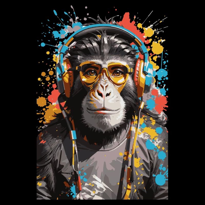 DJ singe Affen Graffiti Design