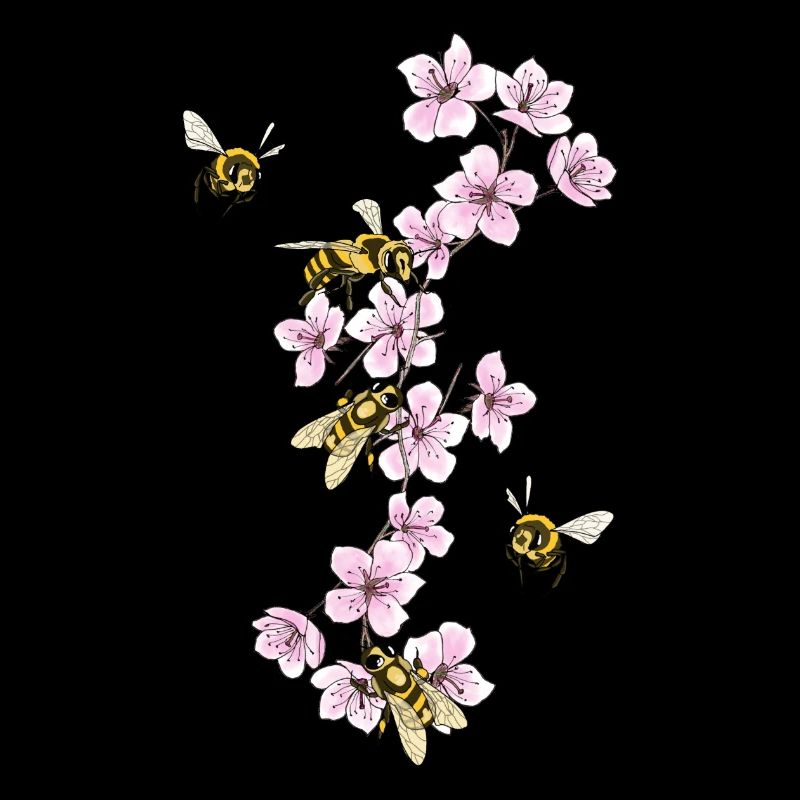 Bees on cherry blossoms