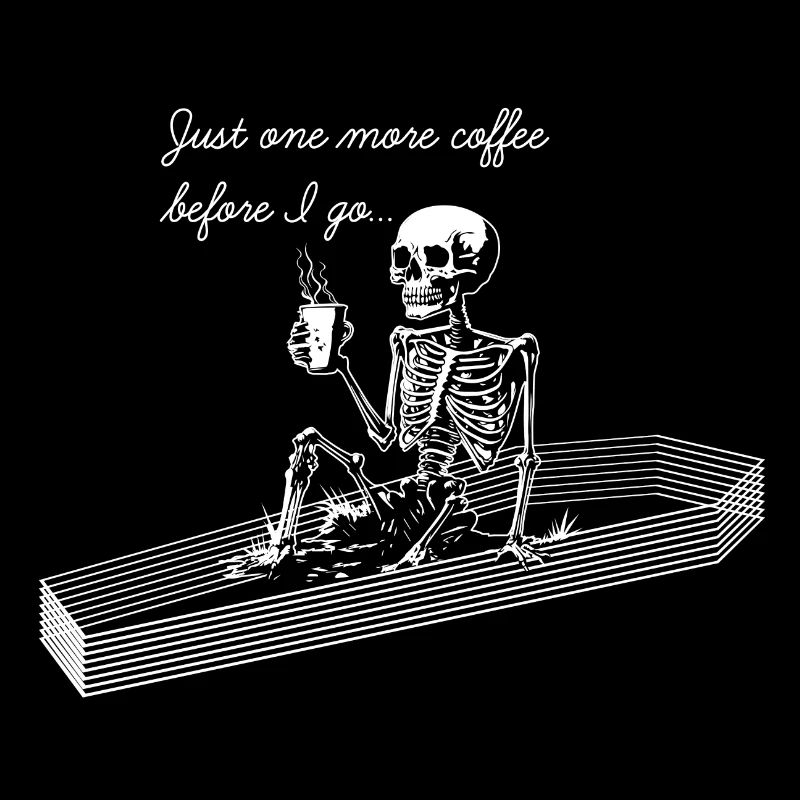 skeleton drinking coffee