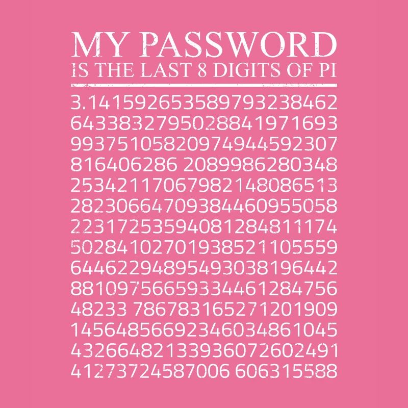 Math Mon mot de passe est les 8 derniers chiffres de Pi 3.14