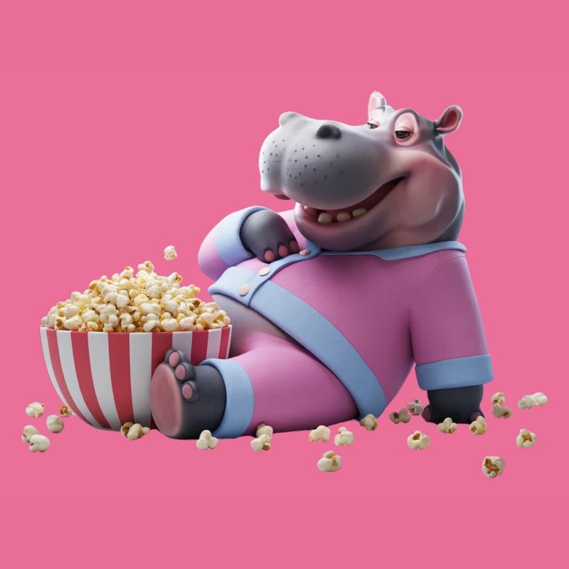 Nilpferd mit Popcorn