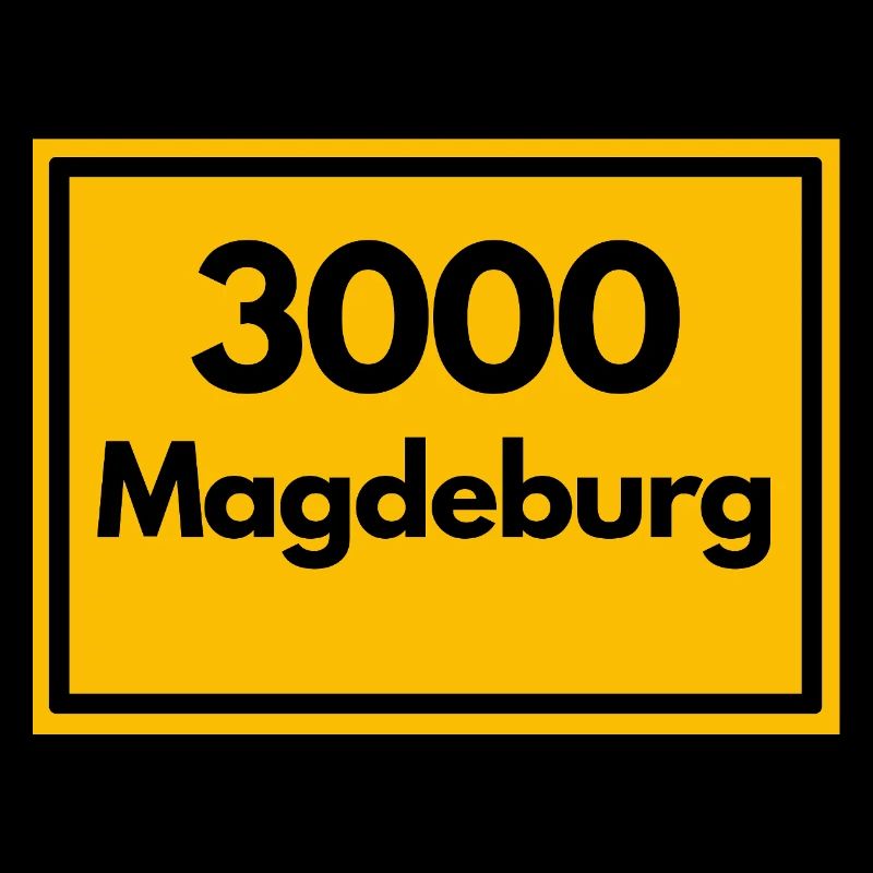 Place sign - then retro old zip code 3000 Magdeburg