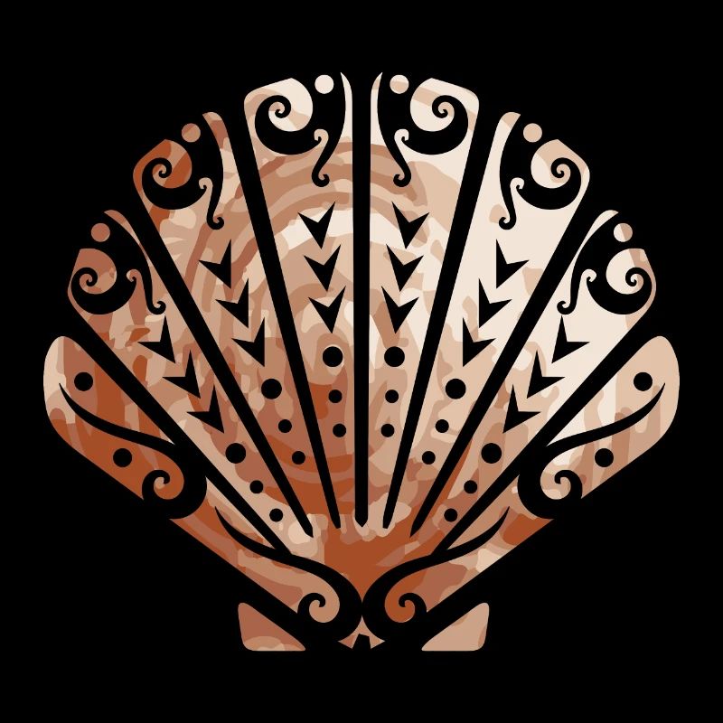 Maori shell scallops Polynesian tattoo
