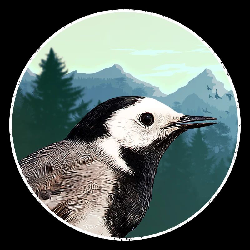 Bachstelze Profil Wald Emblem