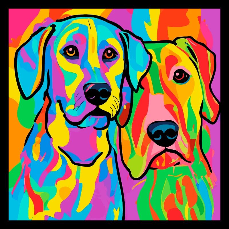 Hunde, digitale Malerei, Pop Art